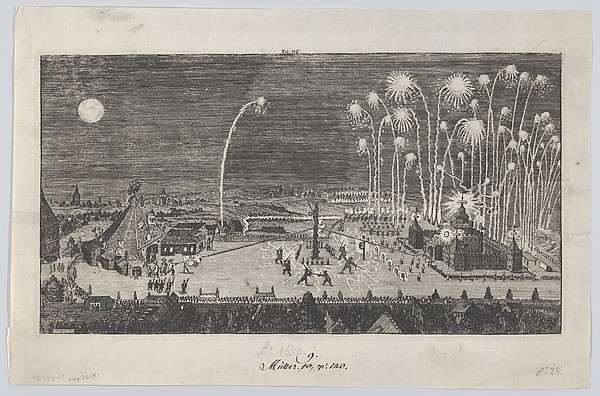 Anonymous, Fireworks display celebrating the end of the Thirty Years War, Nuremberg, 1650