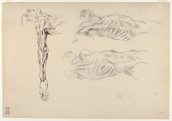 Eugène Delacroix, Écorché: Three Studies of a Male Cadaver