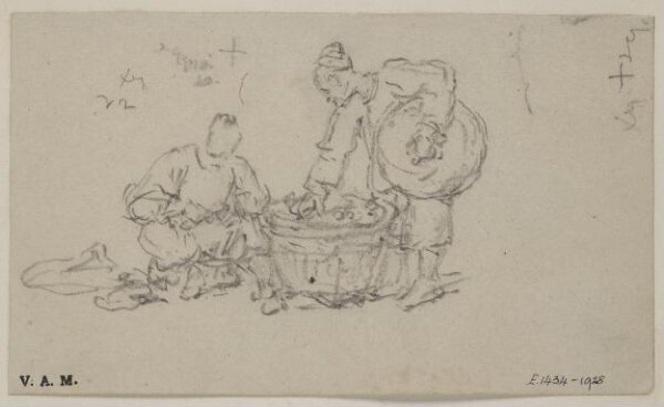 George Chinnery, Two Chinese figures by a basket