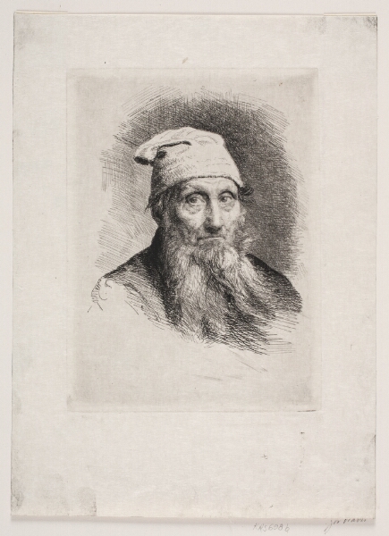 Carl Bloch, En gammel mand med hue. Brystbillede