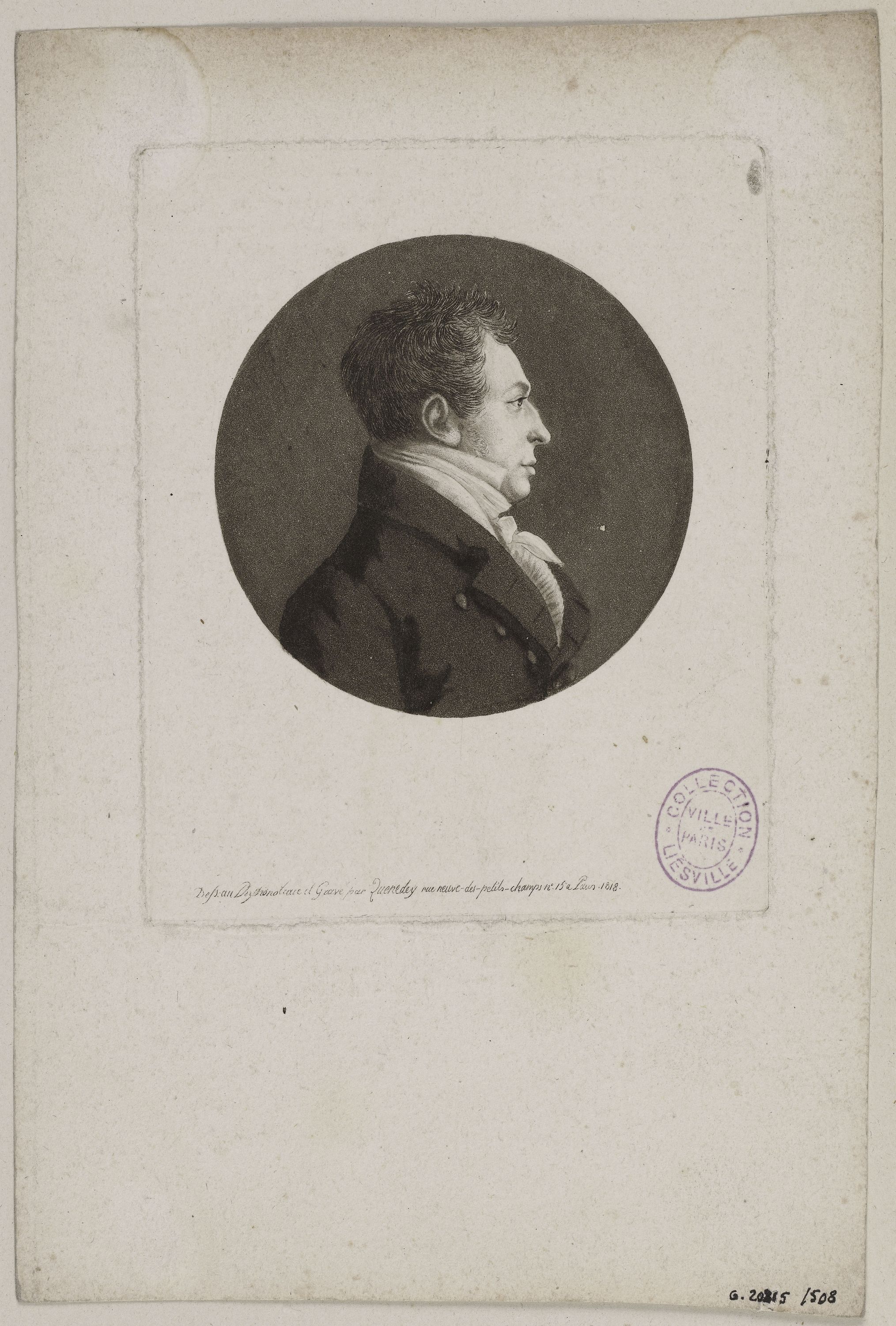 Edmé Quenedey, Portrait d'un homme, fin XVIIIème siècle/début XIXème siècle