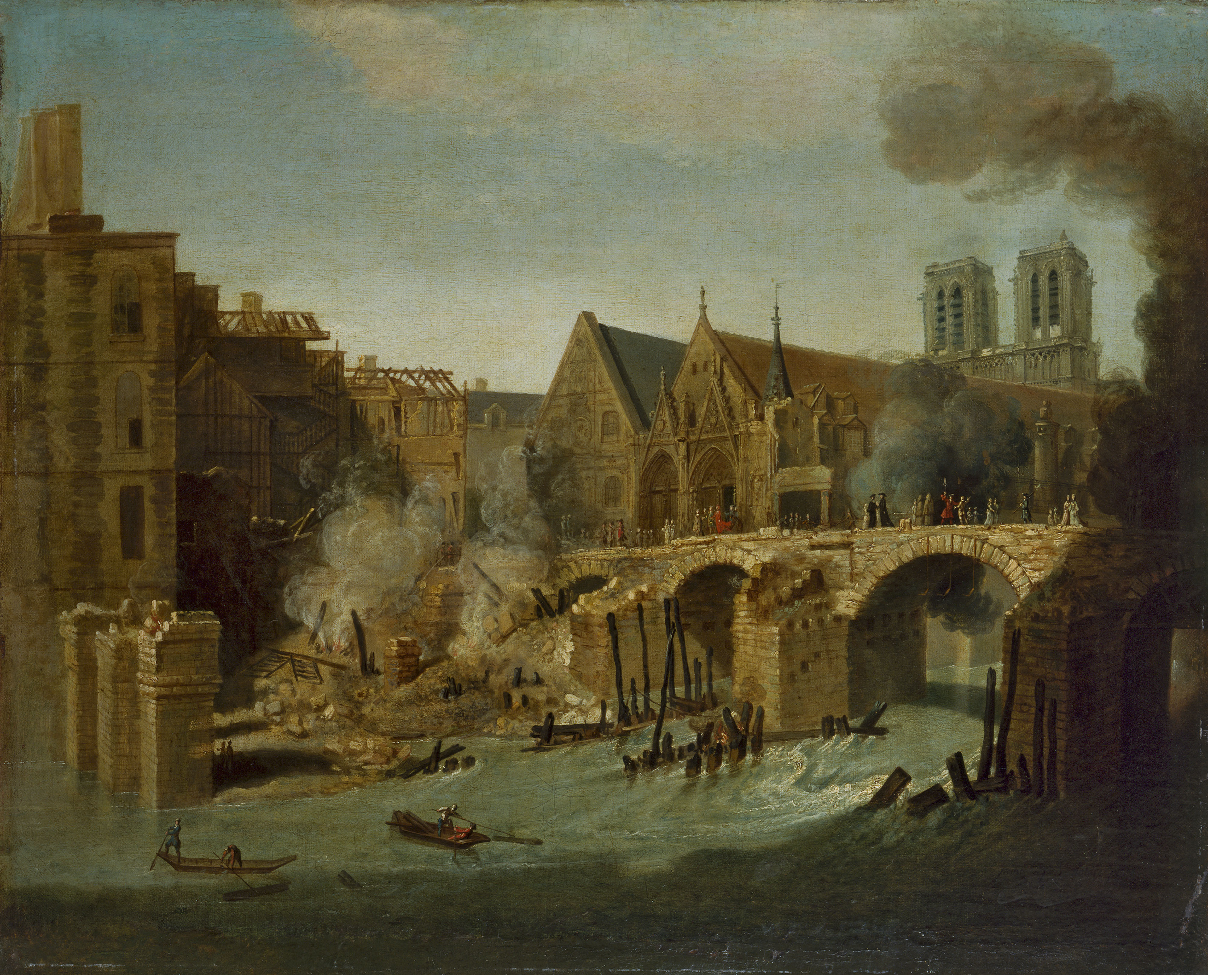Jean-Baptiste Oudry, Le Petit-Pont, après l'incendie de 1718