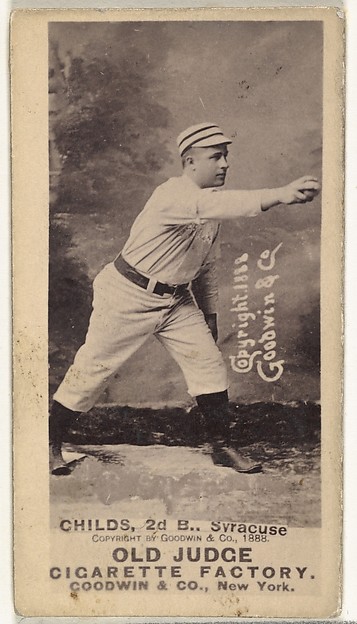Goodwin & Company, Clarence Algernon "Cupid" Childs, 2nd Base, Syracuse Stars, from the Old Judge series (N172) for Old Judge Cigarettes
