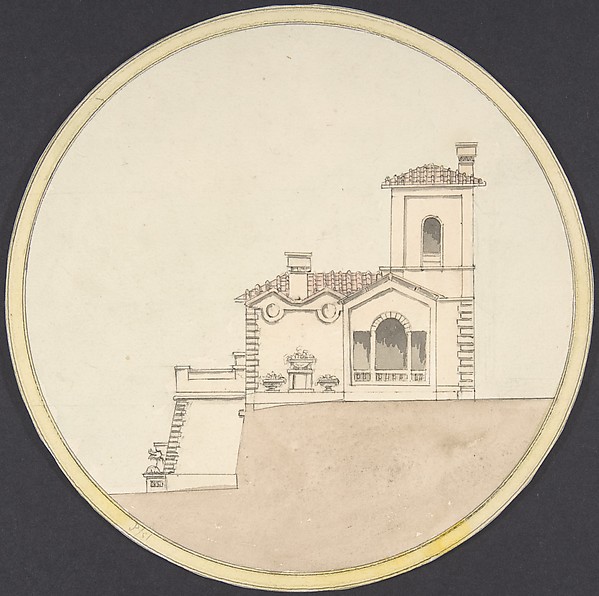 Anonymous, British, 19th century, Side Elevation of an Italian Villa Style House