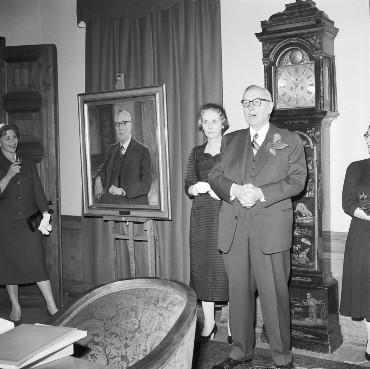 Uppsala-Bild, Gustav Adolfs Akademien, oil painting depicting Jöran Sahlgren, Uppsala 1959