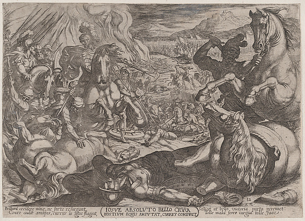 Antonio Tempesta, Plate 12: Joshua Mutilates his Enemies' Horses, from "The Battles of the Old Testament"