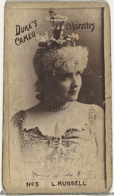 W. Duke, Sons & Co., Card Number 5, Lillian Russell, from the Actors and Actresses series (N145-4) issued by Duke Sons & Co. to promote Cameo Cigarettes