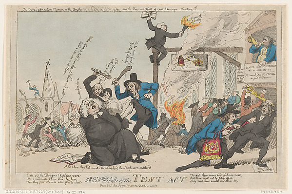 Thomas Rowlandson, Repeal of the Test Act
