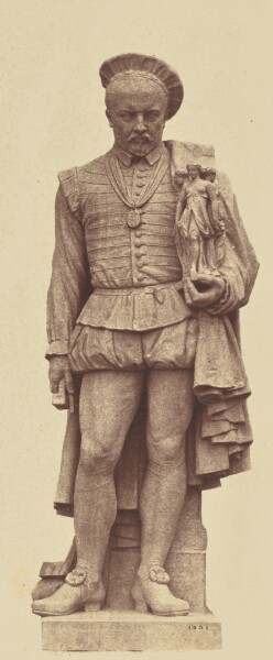 Édouard Baldus, ["Pilon", Statue by Louis Desprez, Decoration of the Louvre, Paris]