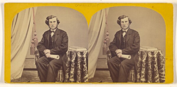 Unknown, [Unidentified man with muttonchops seated, holding a rolled paper]