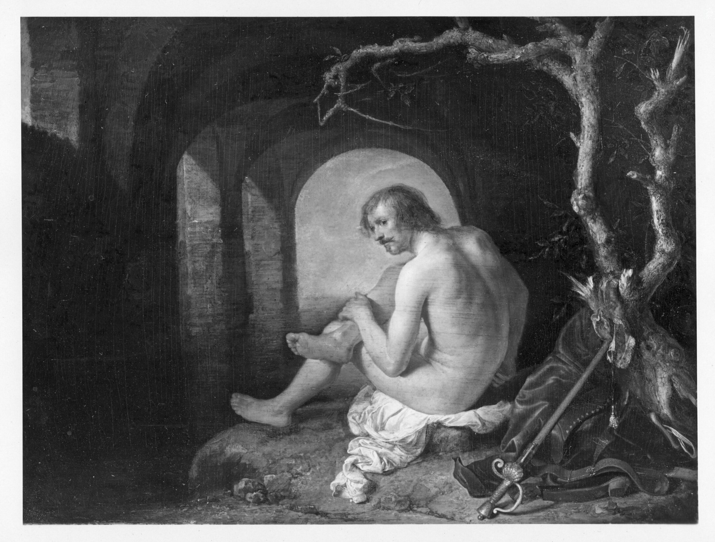 Gerrit Dou, a bathing soldier