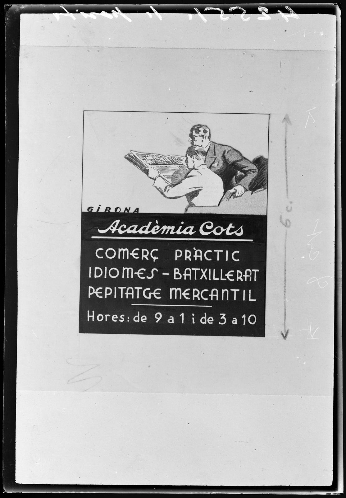 Desconegut, [Cartell pubnlicitari de l'acadèmia Cots]