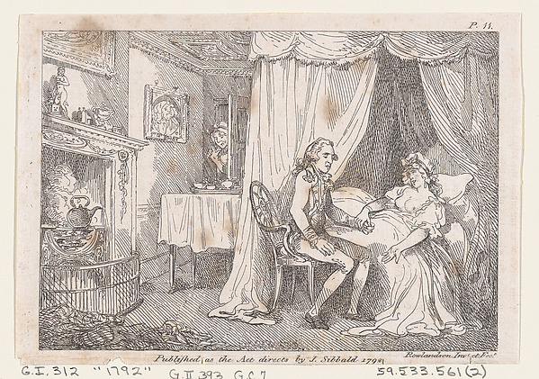 Thomas Rowlandson, Lady Booby attempts to seduce the immaculate Joseph, from "The Adventures of Joseph Andrews, and His Friend Mr. Abraham Adams"
