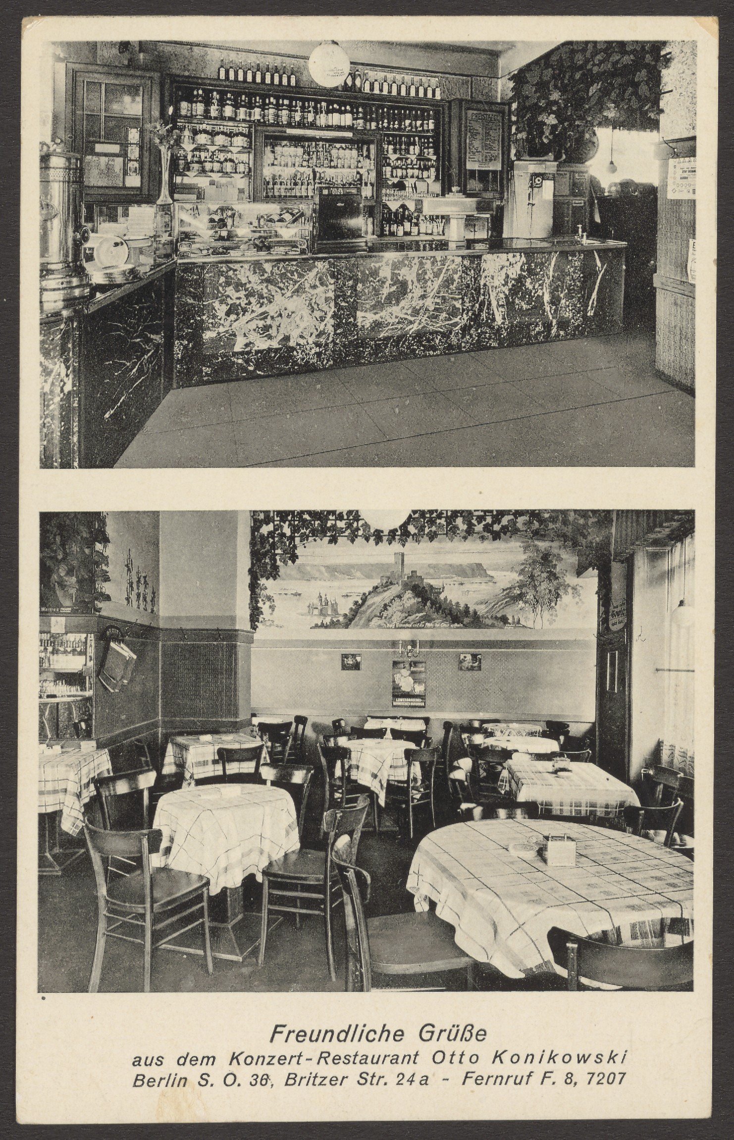 Fotoatelier Zander & Labisch, Ansichtskarte Innenraum eines Restaurants, Kohlfurterstraße [2/2]