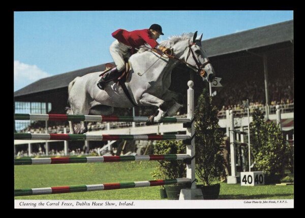 Hinde, John Wilfrid, Clearing the Corral Fence, Dublin Horse Show, Ireland