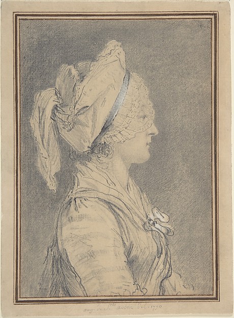 Augustin de Saint-Aubin, Half Figure of a Woman Wearing a Cap, in Profile to Right
