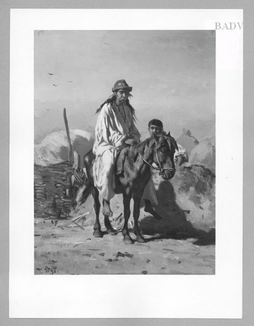 August von Pettenkofen, gipsy-rider on a donkey and youth