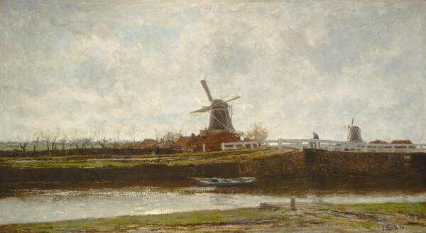 Jacob Maris, View of the Mill and Bridge on the Noordwest Buitensingel in The Hague