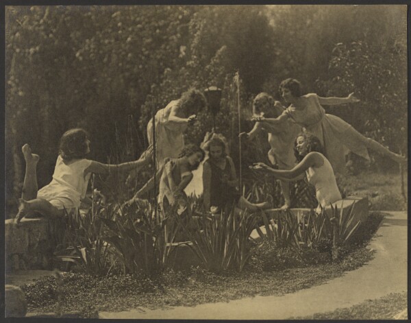 Louis Fleckenstein, [Dancers Posed Along Garden Wall]