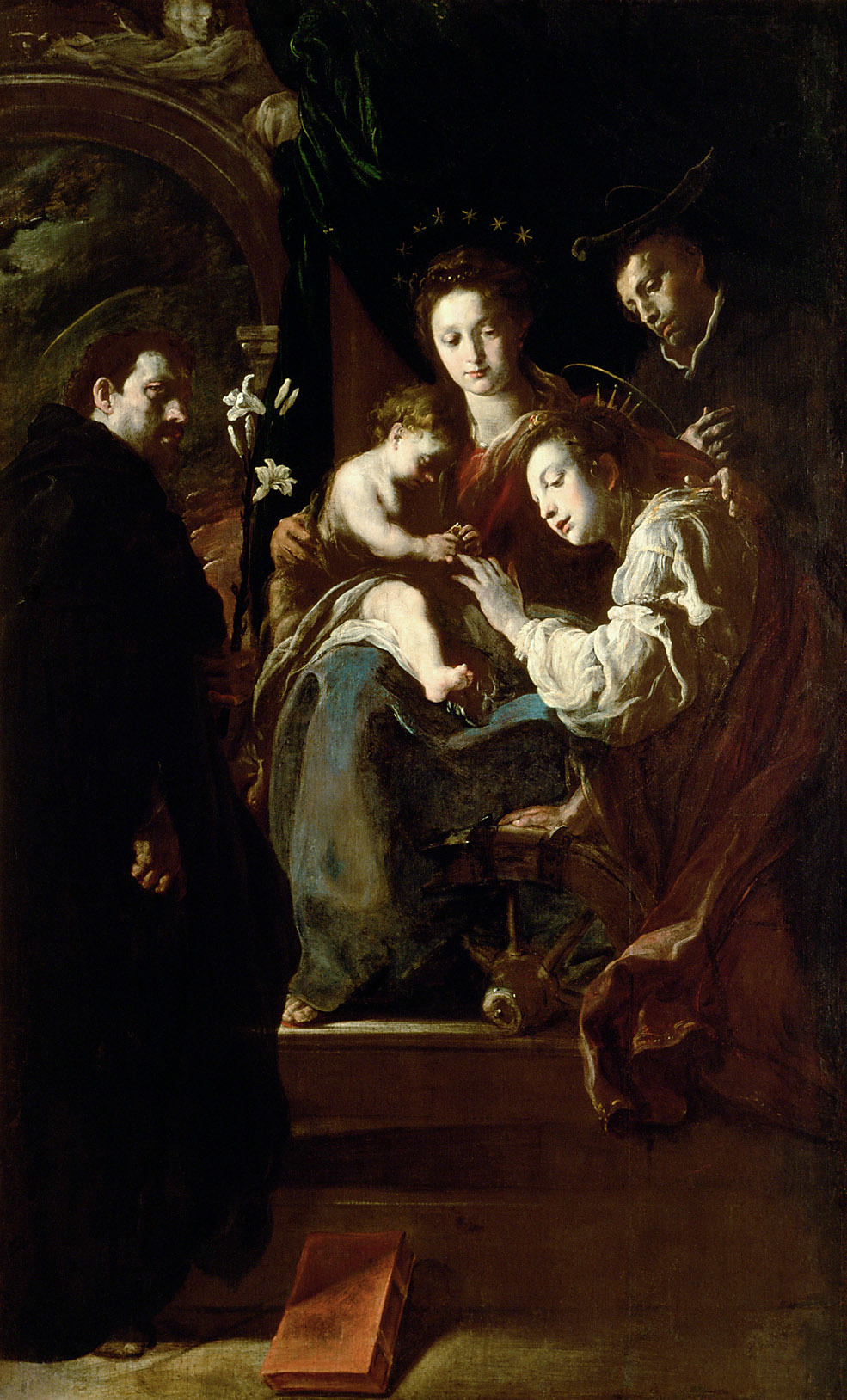 Domenico Fetti, Virgin and Child with Mystical Betrothal of St. Catherine with Saints Dominic and Peter