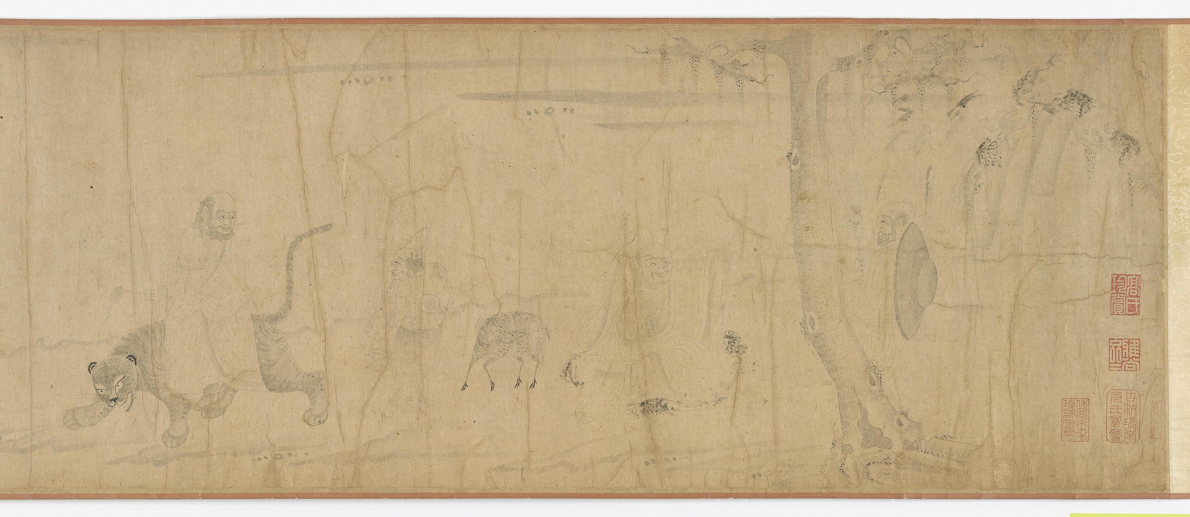 Formerly attributed to Li Gonglin, Luohans and animals crossing the sea