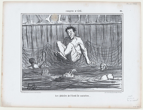 Honoré Daumier, Les plaisirs de l'école de natation, from Croquis Été, published in Le Charivari, June 22, 1858