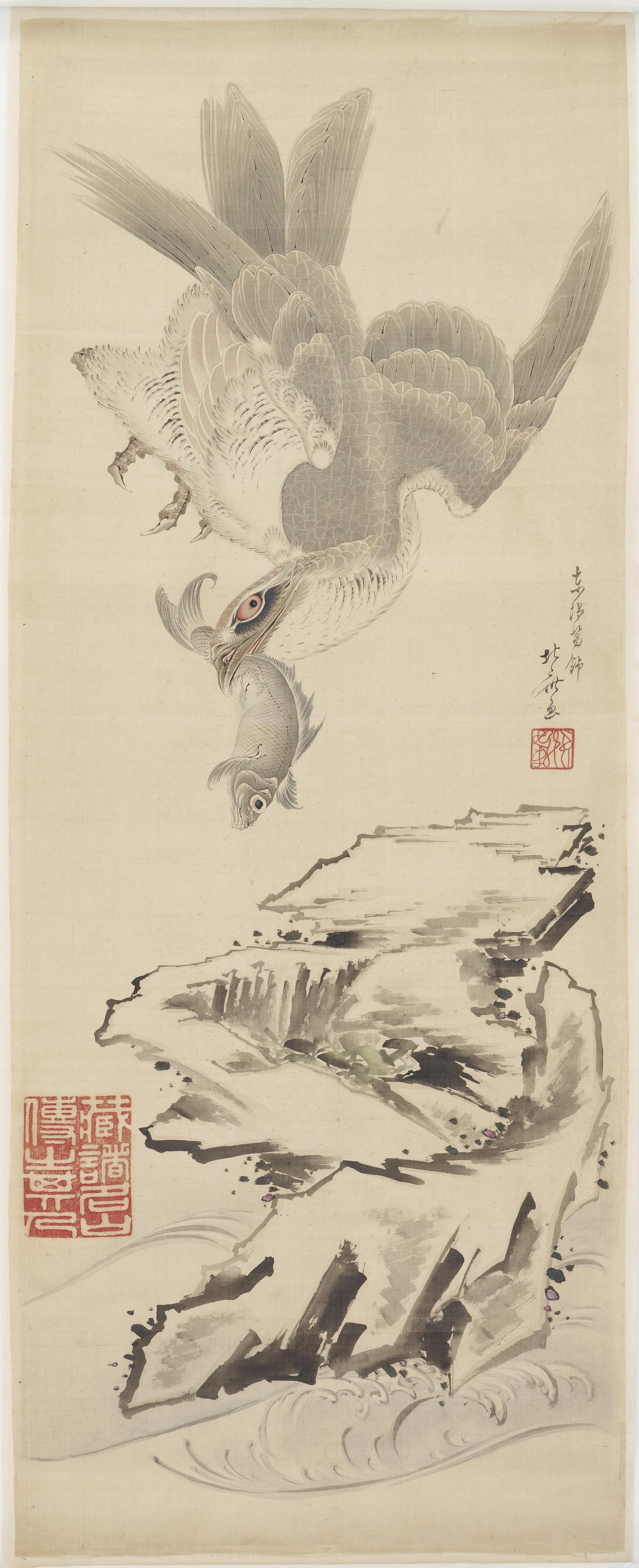 Katsushika Hokusai, Hawk and fish
