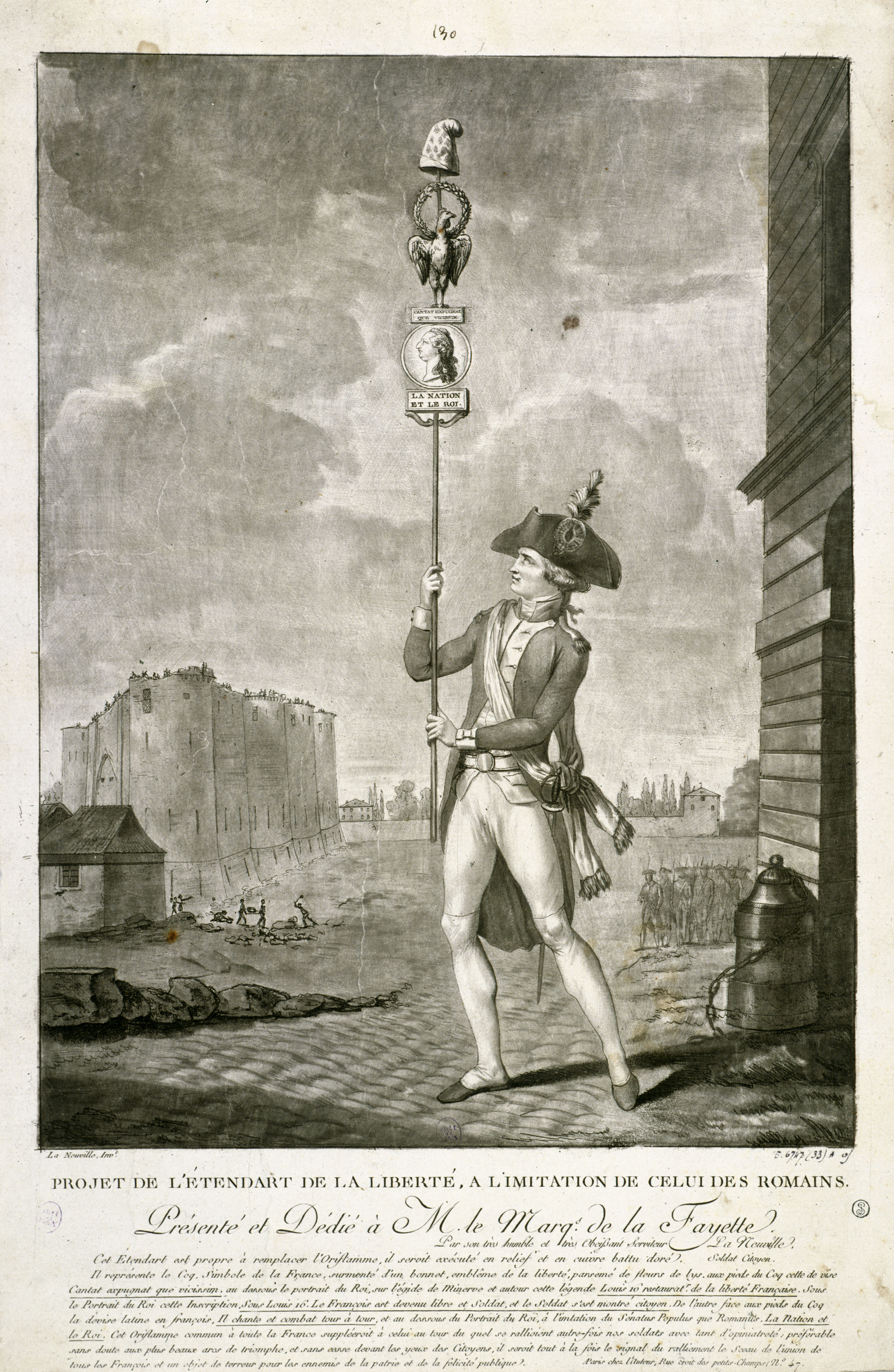 Jean-Louis Laneuville, Révolution Française : Projet de l'étendart de la Liberté, a l'imitation de celui des romains. 1789