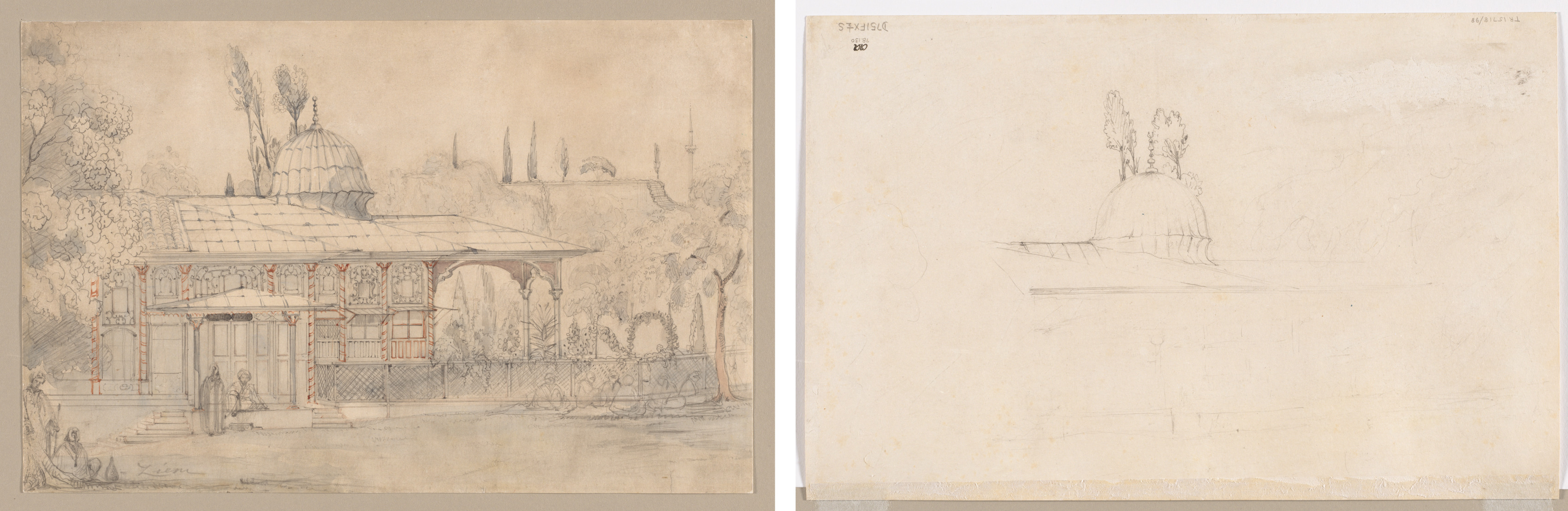 Félix Ziem, Pavilion Near a Mosque (recto) Sketch for Pavilion Near a Mosque (verso)