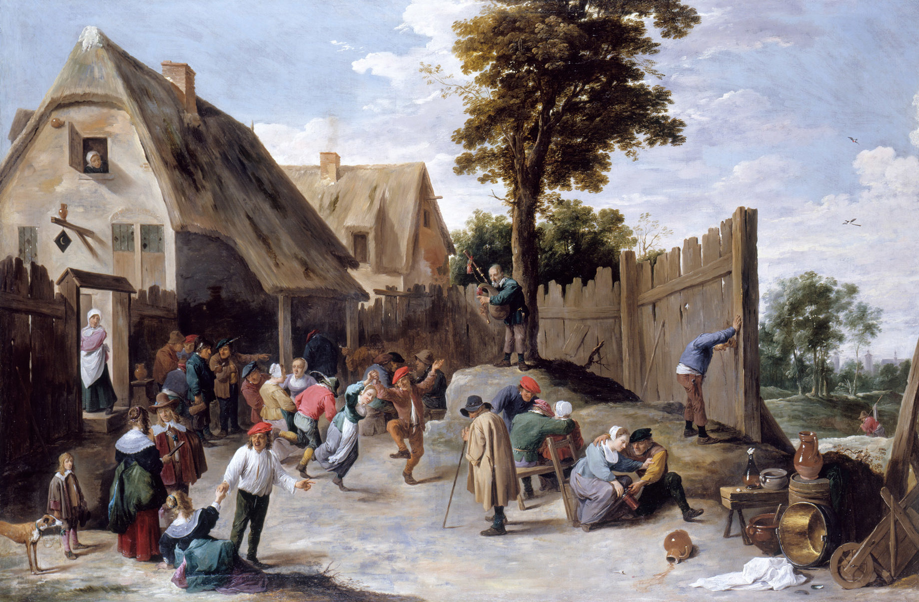 David Teniers the Younger, Peasants dancing outside a Tavern