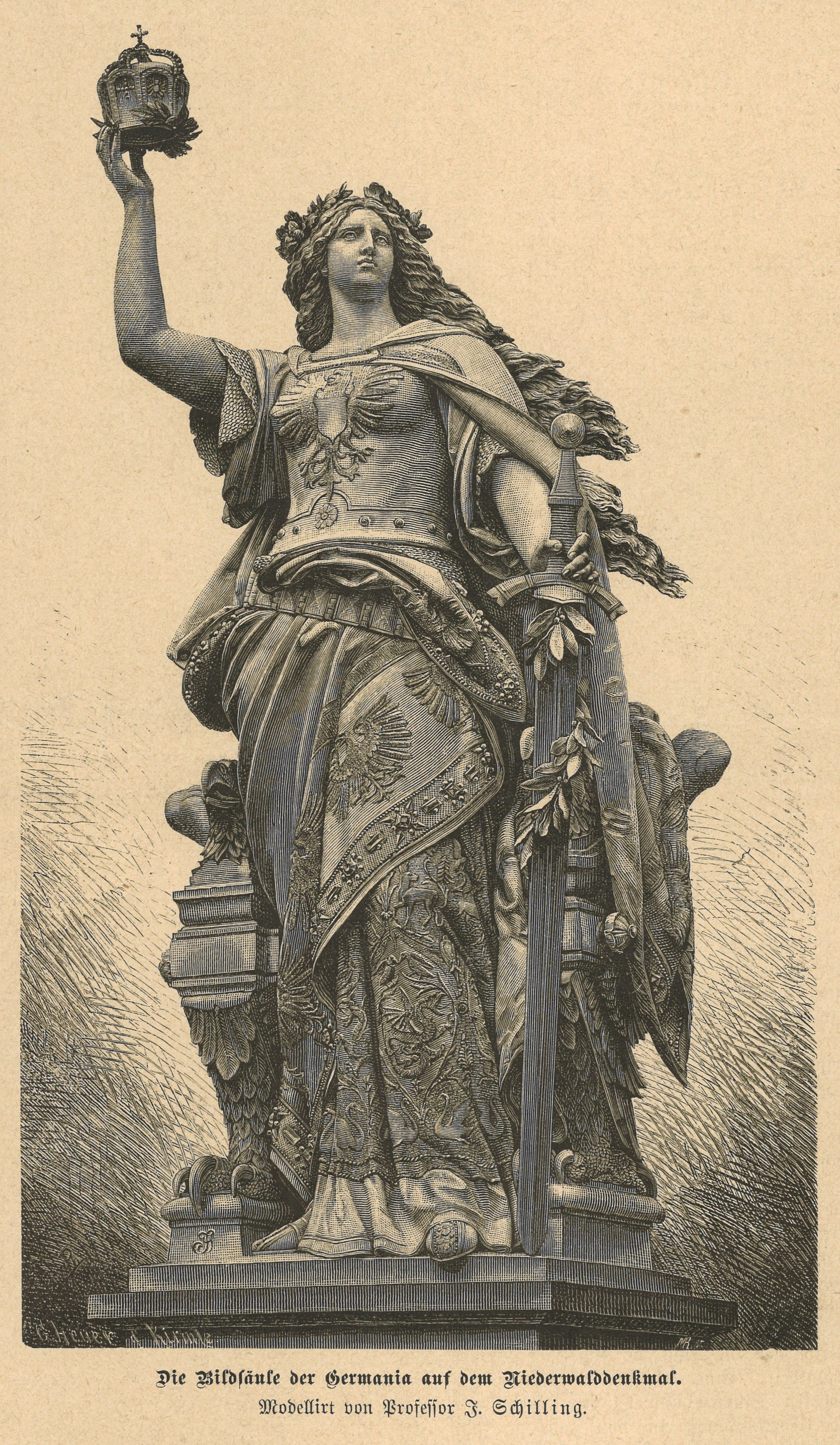 G. Heuer & Kirmse (Berlin), Rüdesheim am Rhein: Niederwalddenkmal, Modell der Germania-Statue
