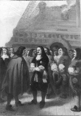 Jacob Taanman, Anno 1673. Michiel de Ruyter ontvangt Cornelis Tromp met pruik en Oranje-kokarde