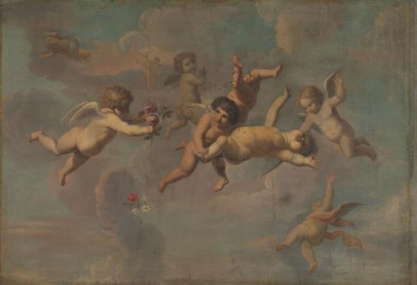anonymous, Tumbling Putti with Flowers