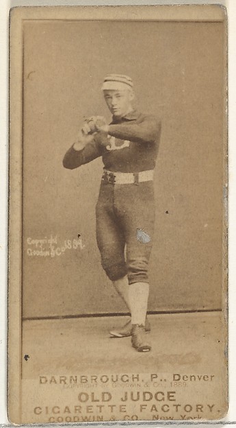 Goodwin & Company, William Darnbrough, Pitcher, Denver, from the Old Judge series (N172) for Old Judge Cigarettes