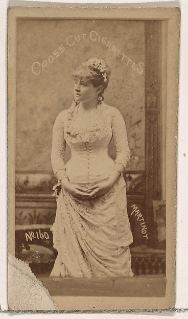 W. Duke, Sons & Co., Card Number 160, Sadie Martinot, from the Actors and Actresses series (N145-1) issued by Duke Sons & Co. to promote Cross Cut Cigarettes