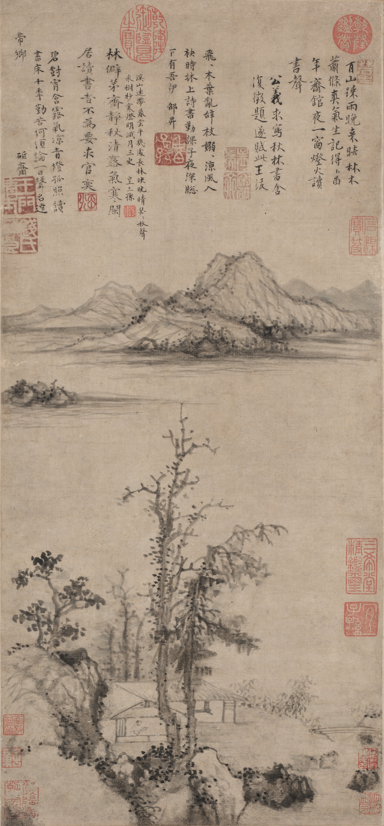 Wang Fu, A Scholar's Retreat amid Autumn Trees