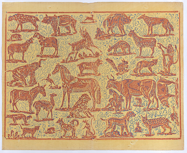 Anonymous, Book cover with overall pattern of animals