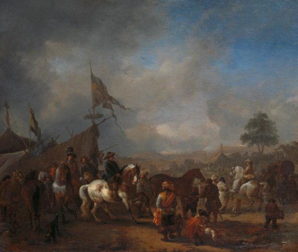 Philips Wouwerman, A Horse Fair near an Army Camp