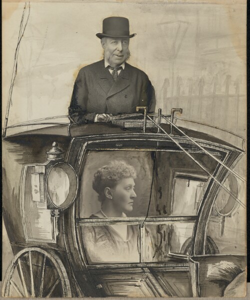 Unknown, [Woman in a carriage with her driver]