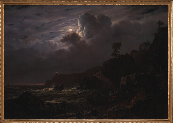 Louis Gurlitt, Parti af Kullen. Nogle smuglere skjuler deres varer mellem klipperne. Måneskin
