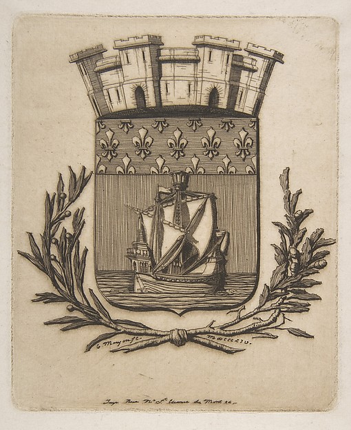Charles Meryon, Coat-of-Arms Symbolizing the City of Paris, from "Etchings of Paris"