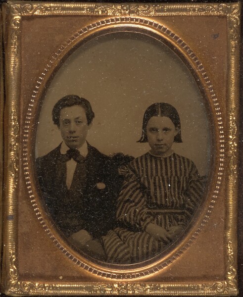 Unknown, [Young boy and young girl seated]