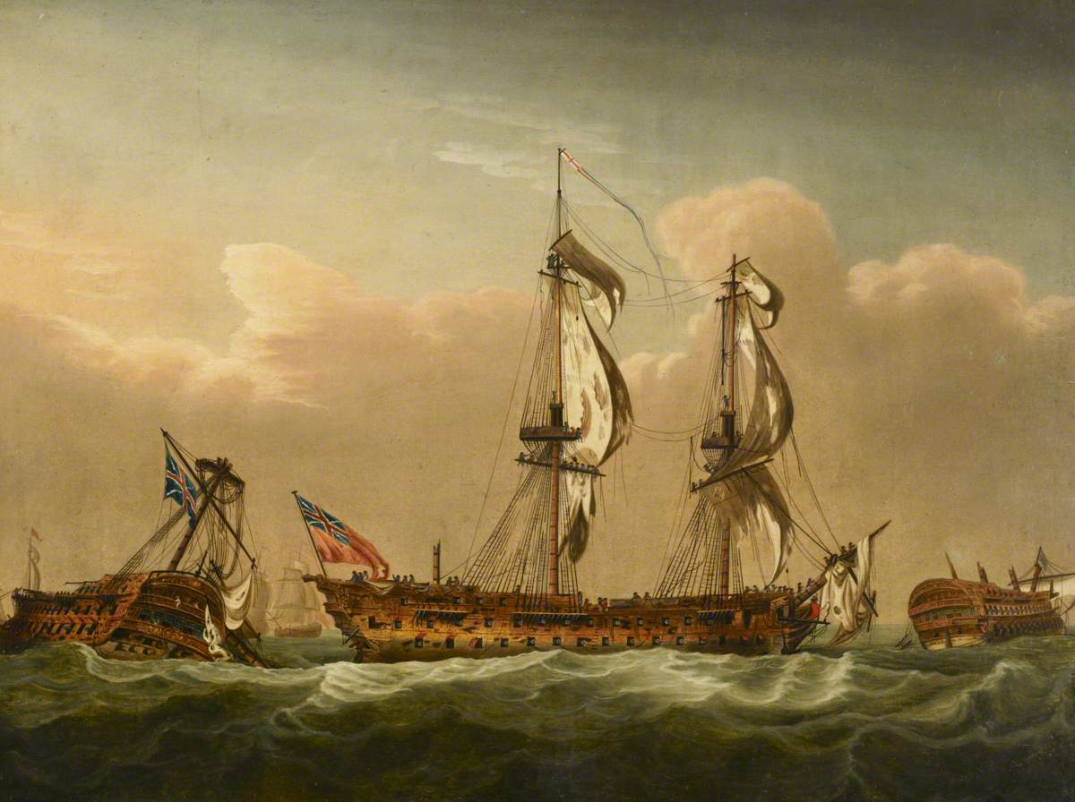 Nicholas Pocock, HMS Brunswick after the battle of the First of June, 1794