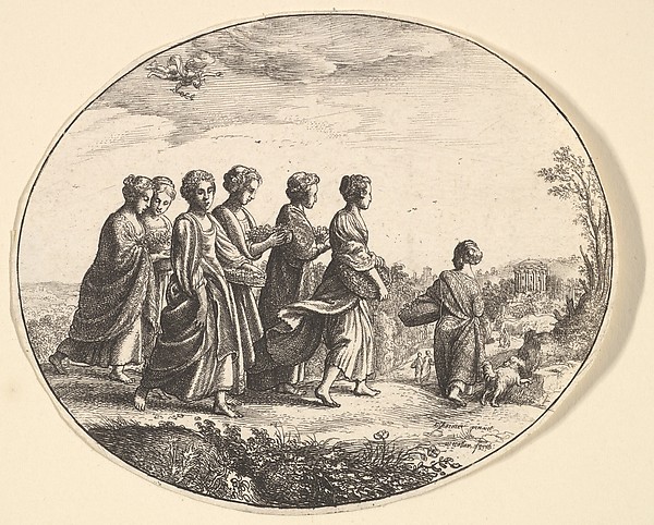 Wenceslaus Hollar, The daughters of Aglaura (Mercury and Herse)