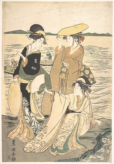 Utagawa Toyokuni I, Three Young Ladies by the Seashore