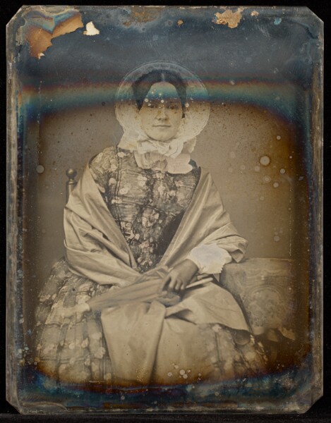 Jacob Byerly, [Portrait of a Seated Woman in Bonnet Holding an Umbrella]