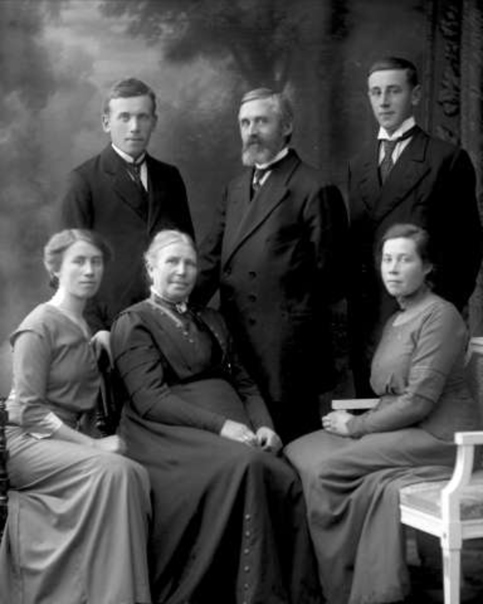 Gustav Borgen, Gruppeportrett, ektepar med voksne barn. August Gran Røken.