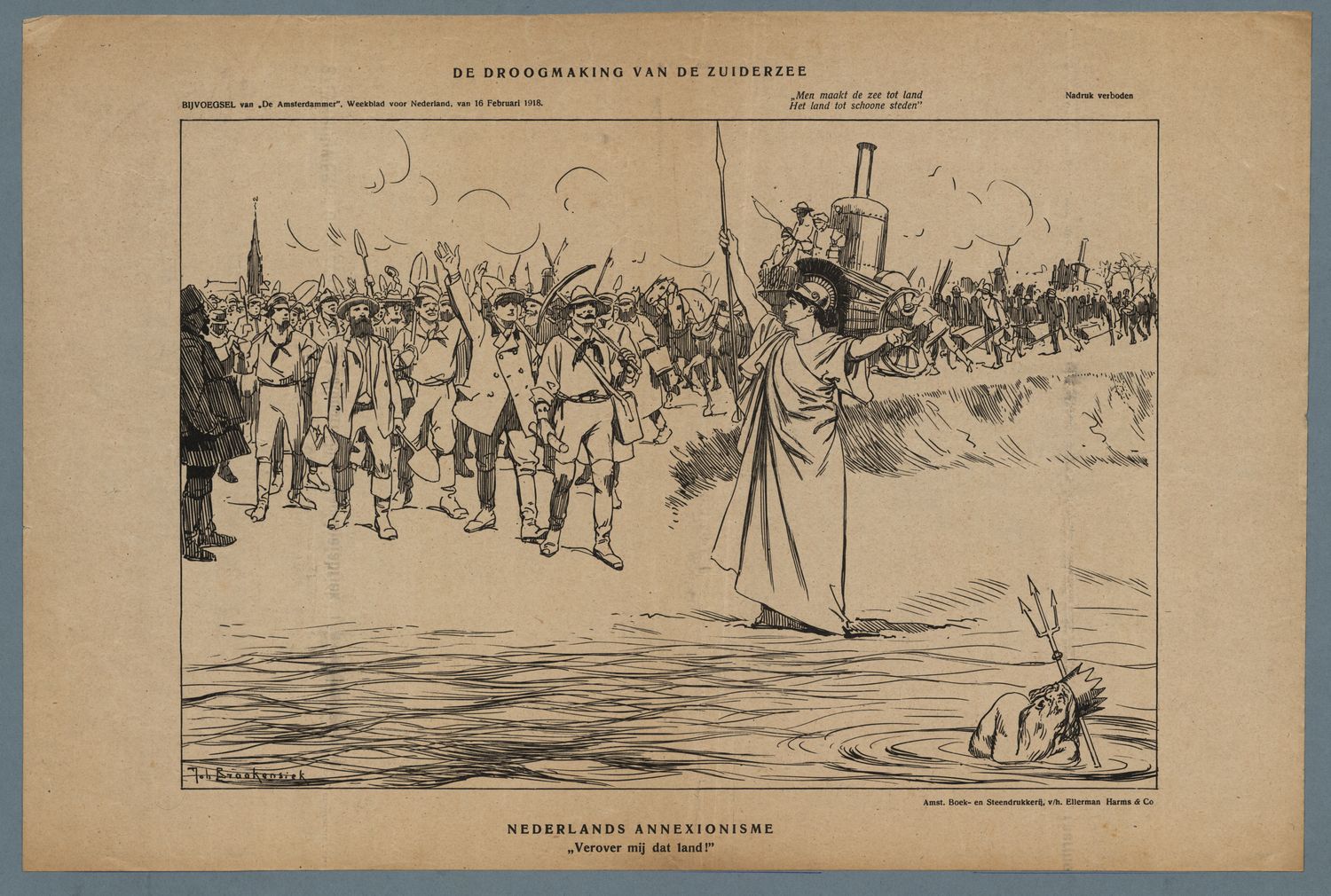 Braakensiek, Johan,draughtsman., De droogmaking van de Zuiderzee