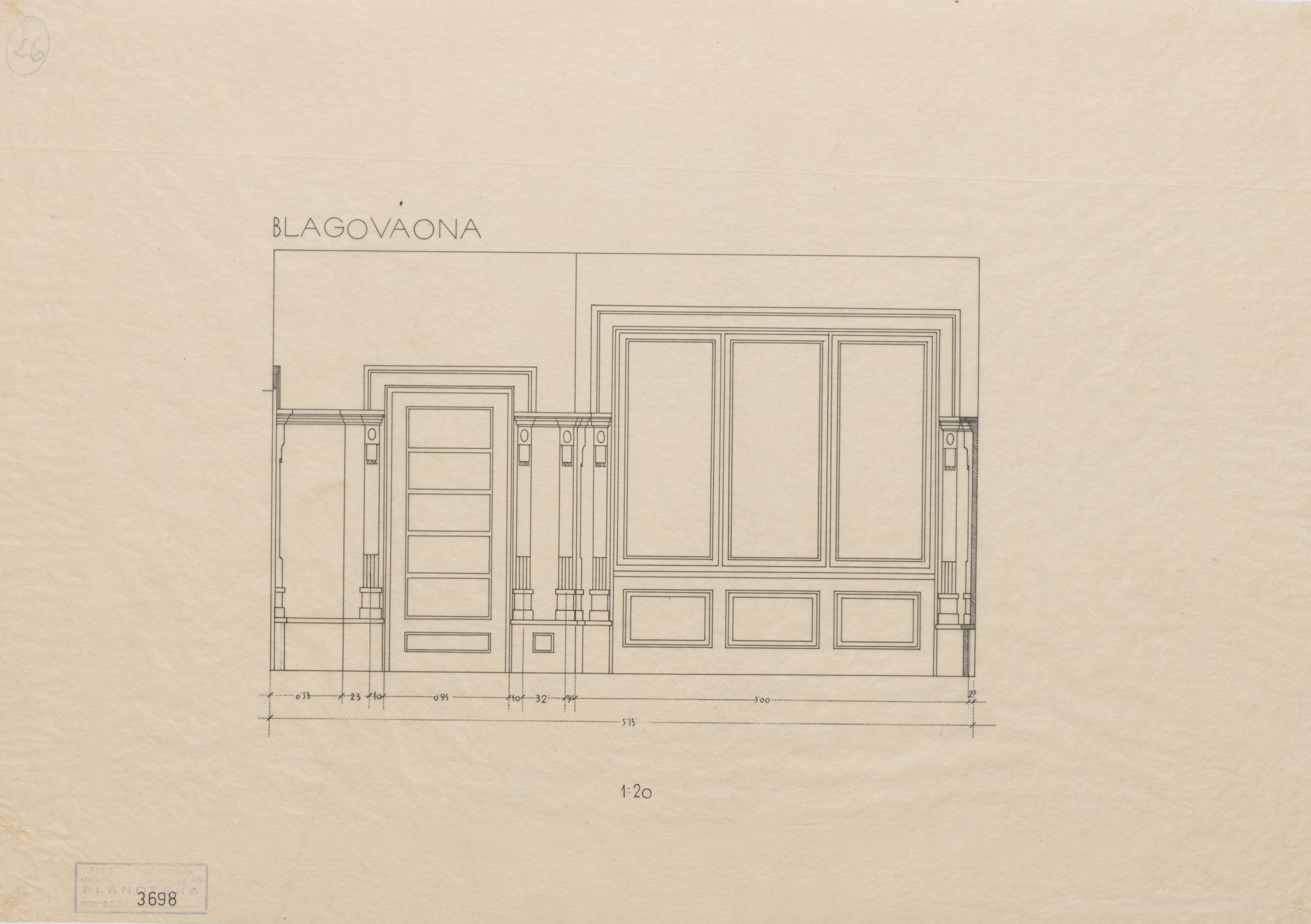 Viktor Kovačić, Vila Frangeš, blagavaona/drvena oplata
