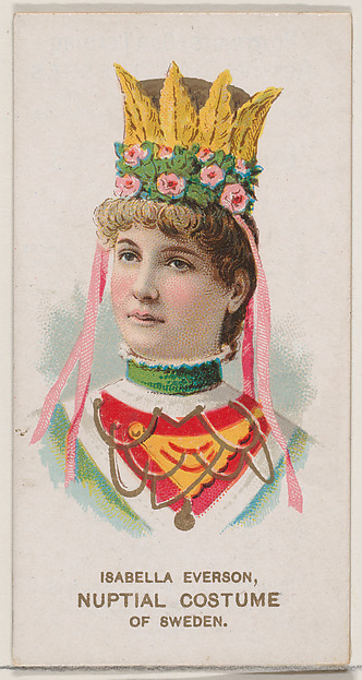 W. Duke, Sons & Co., Isabella Everson in Nuptial Costume of Sweden, from the set Actors and Actresses, Second Series (N71) for Duke brand cigarettes